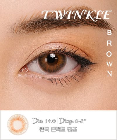Kính áp tròng TWINKLE BROWN nâu ánh cam - Lens mắt Hàn Quốc